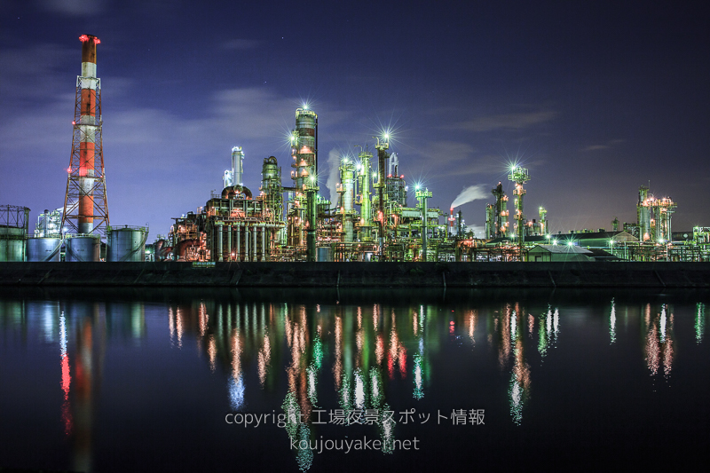 四日市市　大正橋の工場夜景（2016年）
