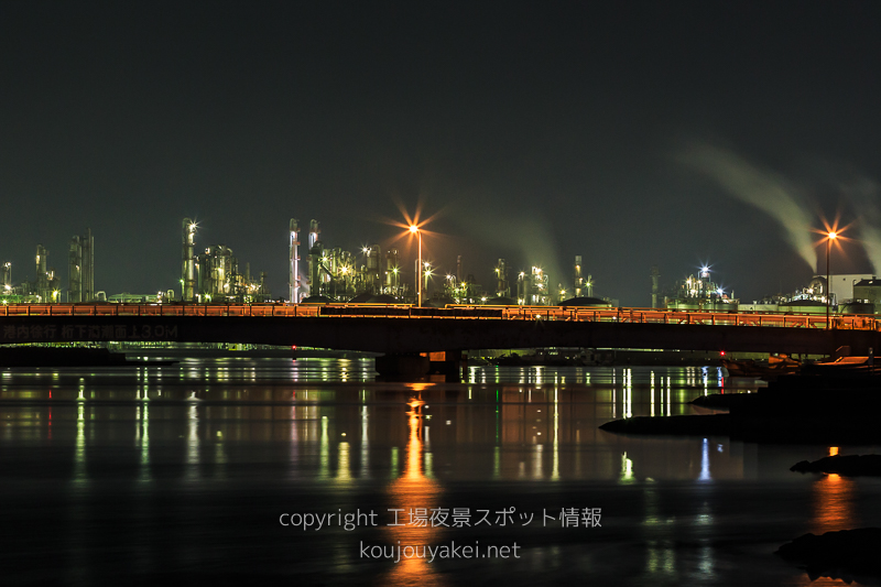 姫路市　網干なぎさ公園の工場夜景（南側から）