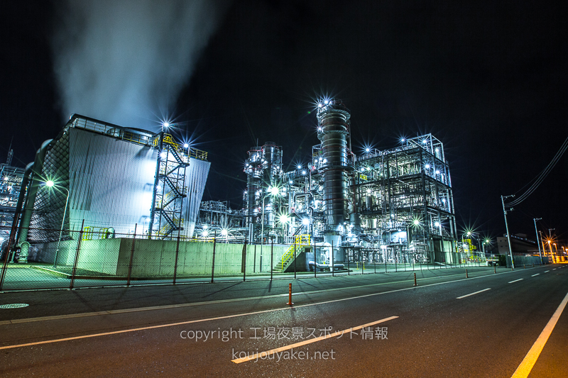 大竹市　 ダイセル大竹工場前の工場夜景（全景）