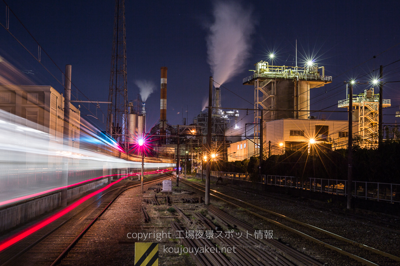 富士市　岳南原田駅から日本製紙の工場夜景
