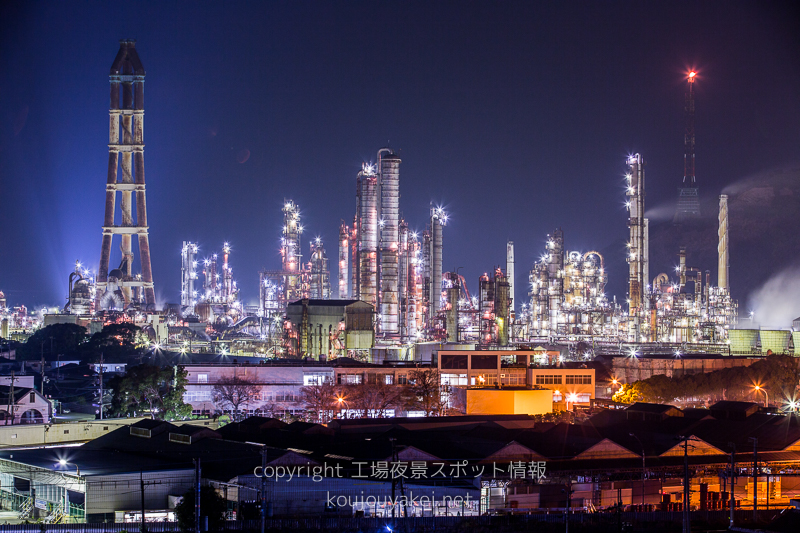 有田市　東燃ゼネラル石油 南側高台の工場夜景スポット