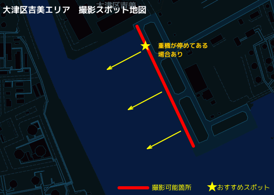 姫路市　吉美埠頭の工場夜景スポット地図