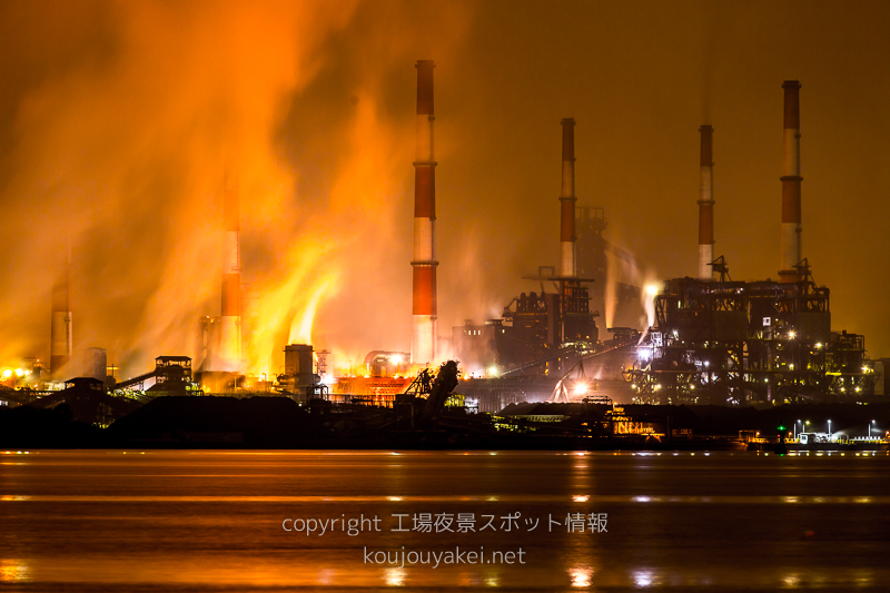 倉敷市水島　サノヤス造船所前の工場夜景スポット