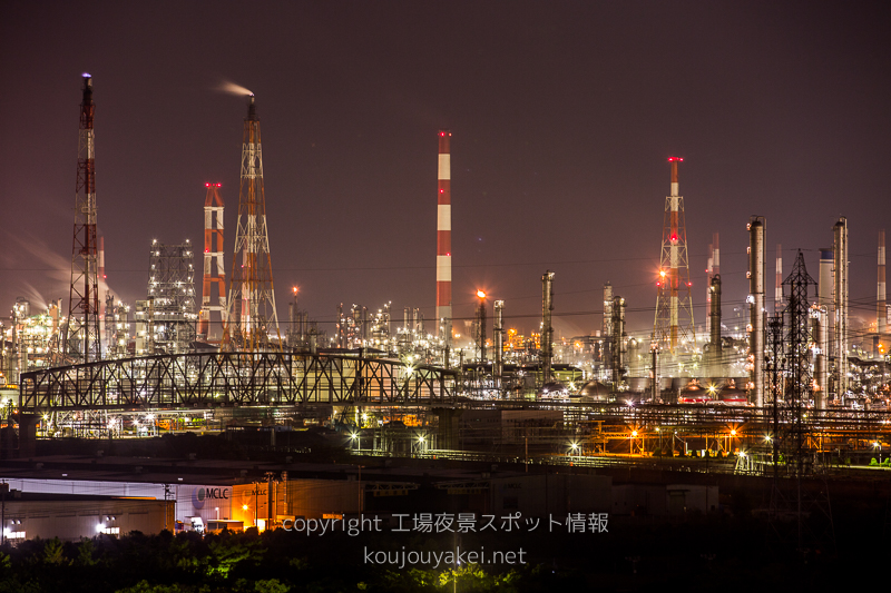 倉敷市水島　安楽院前の工場夜景