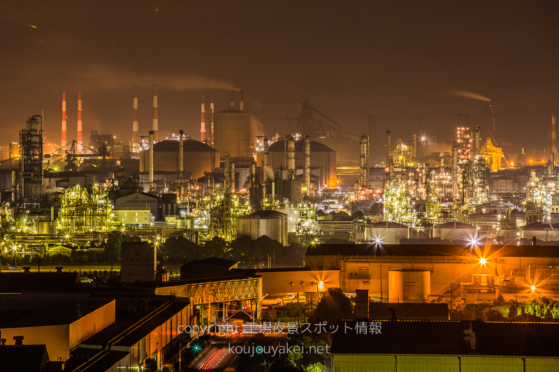 倉敷市水島　亀島山 花と緑の丘公園の工場夜景スポット