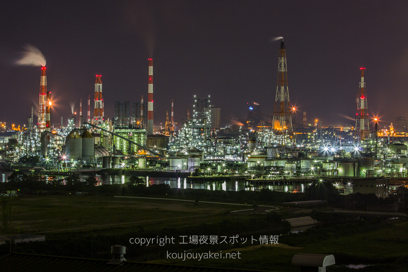 倉敷市水島　墓場高台の工場夜景