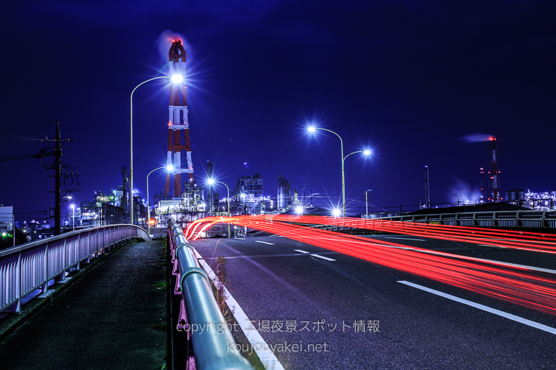 四日市市　海山道跨線橋の工場夜景スポット